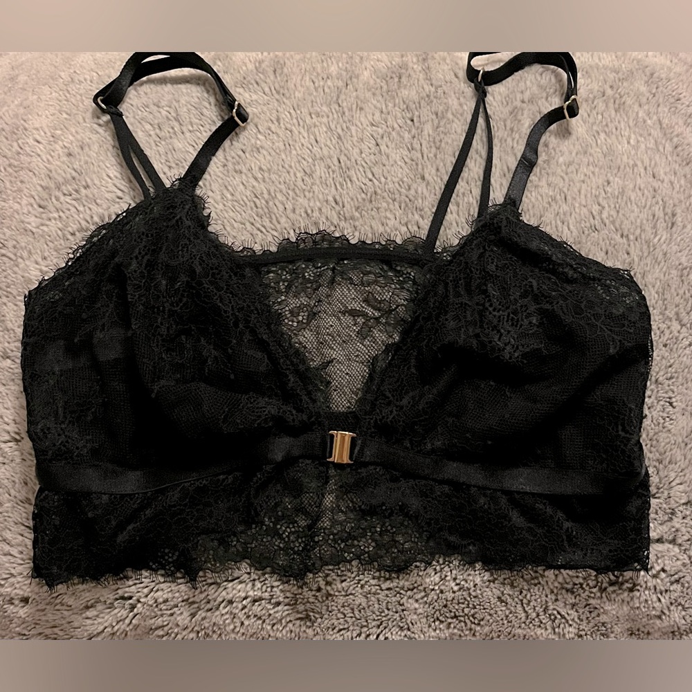 Auden Women's Lace Longline Eyelash Front Closure Clasp Bralette size Small - Picture 13 of 14